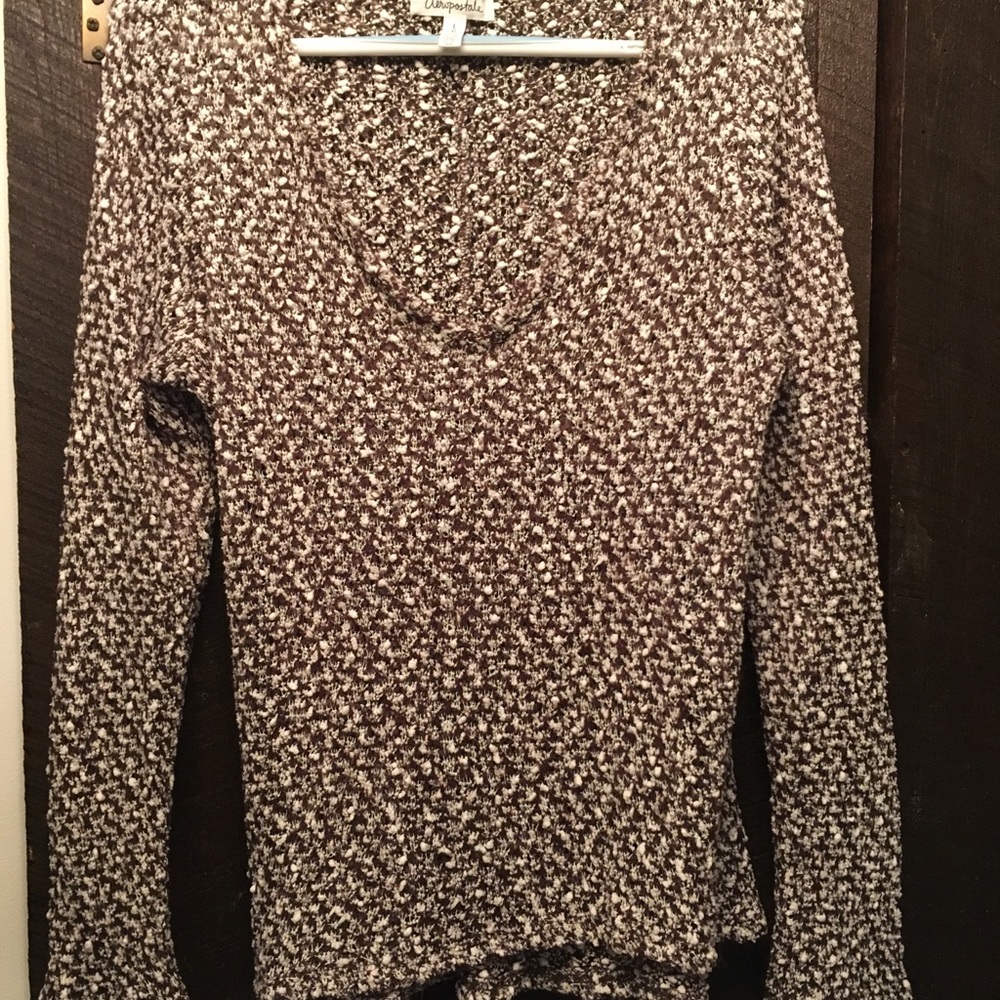 Aeropastale Size Large Olive Green and White Marbled Sweater